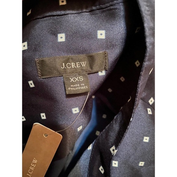 J Crew Drapey In Ratti Blue Red Geometric Print Long Sleeve High Low Tunic XXS - Picture 11 of 12